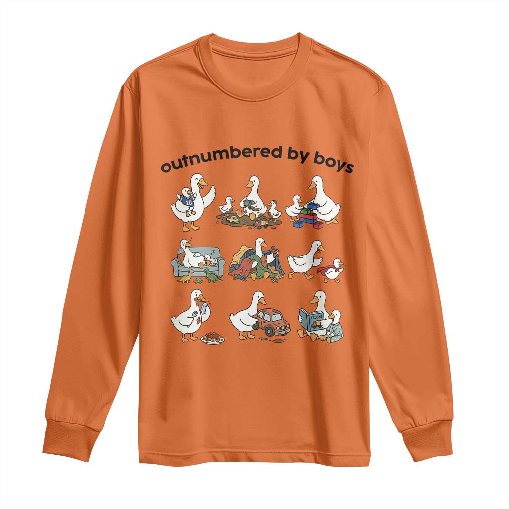 Outnumbered By Boys Funny Goose Mom Life Long Sleeve Shirt Chaos Coordinator Motherhood Mothers Day Gag Gift TS02 Orange Print Your Wear