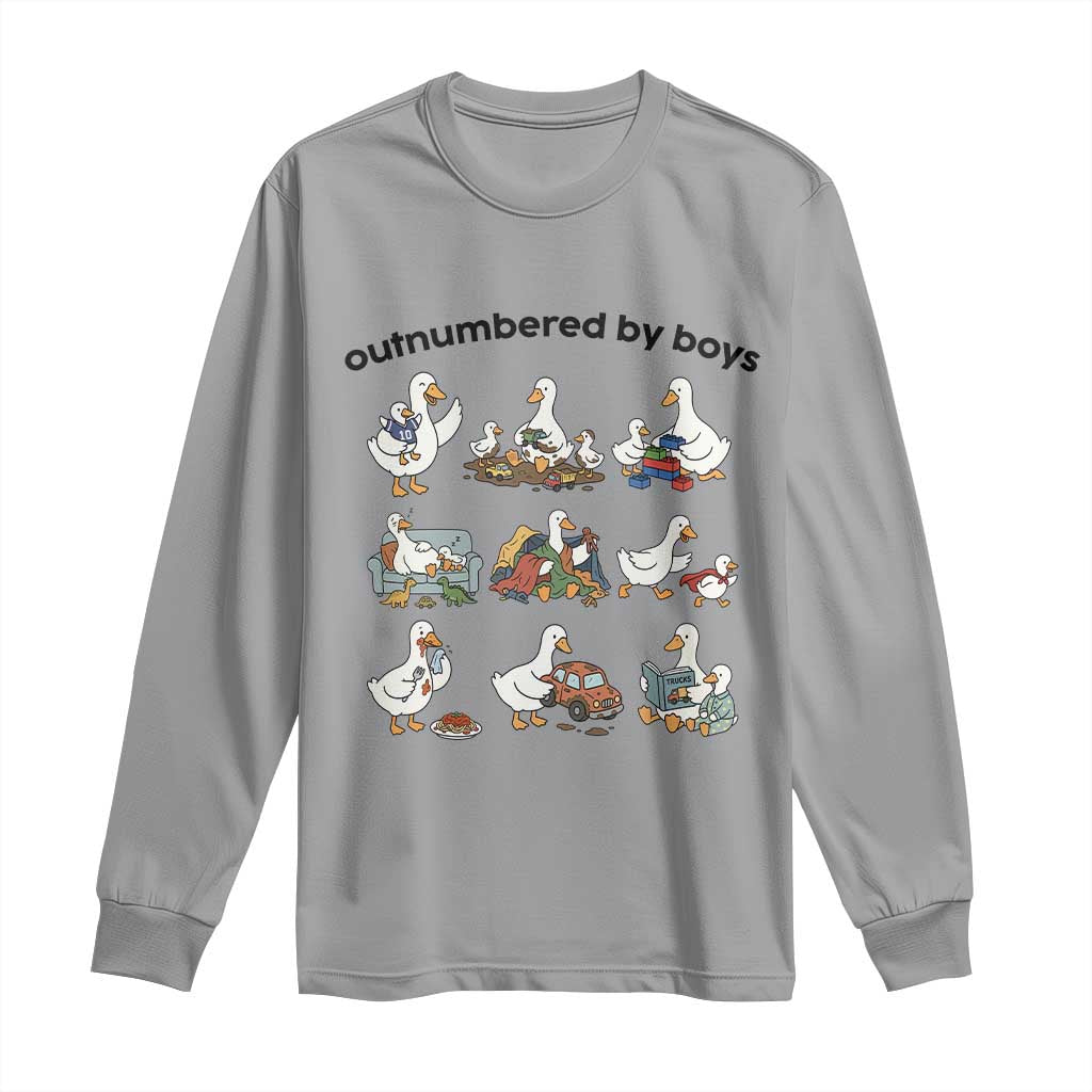 Outnumbered By Boys Funny Goose Mom Life Long Sleeve Shirt Chaos Coordinator Motherhood Mothers Day Gag Gift TS02 Sport Gray Print Your Wear