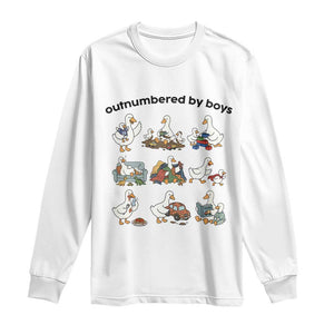 Outnumbered By Boys Funny Goose Mom Life Long Sleeve Shirt Chaos Coordinator Motherhood Mothers Day Gag Gift TS02 White Print Your Wear