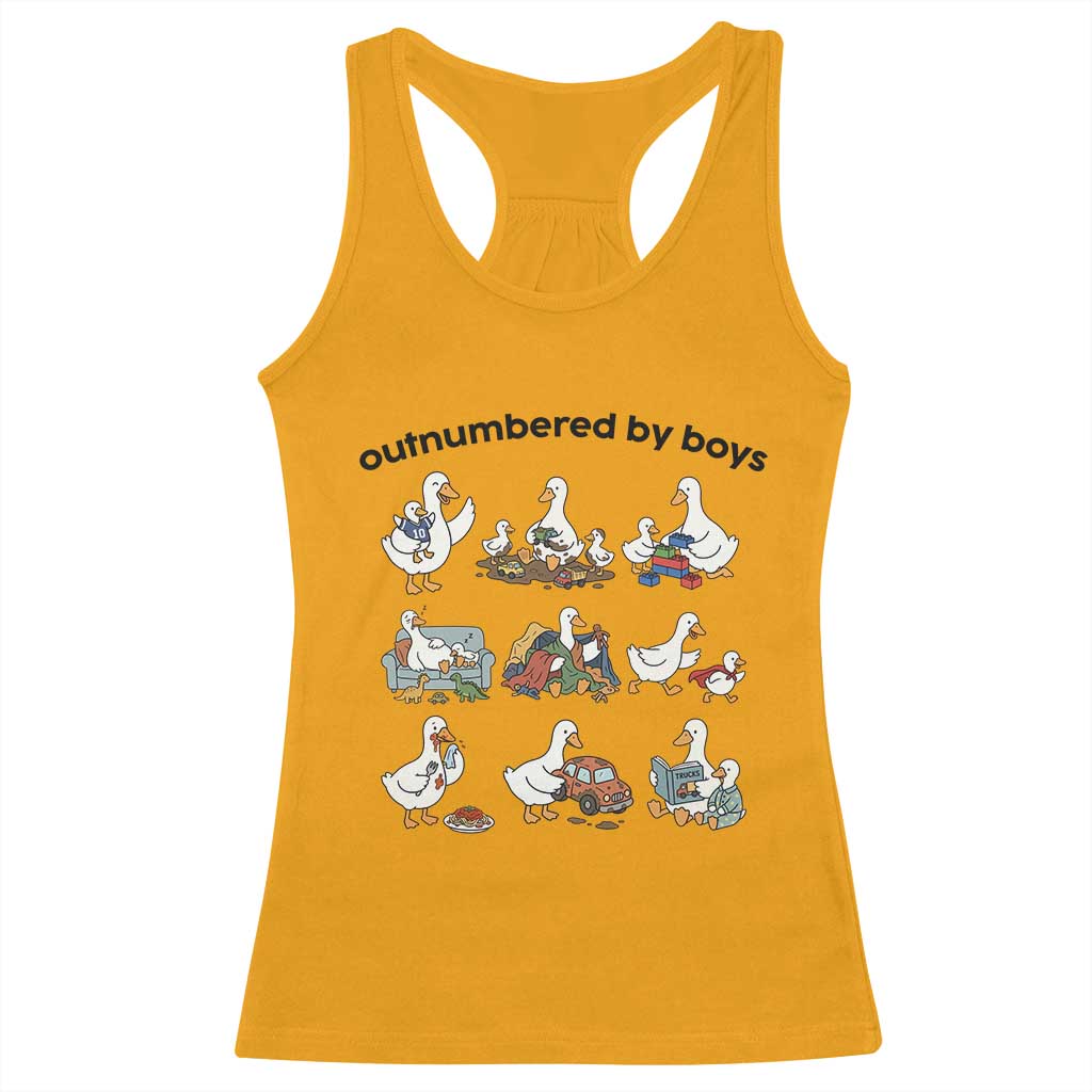 Outnumbered By Boys Funny Goose Mom Life Racerback Tank Top Chaos Coordinator Motherhood Mothers Day Gag Gift TS02 Gold Print Your Wear