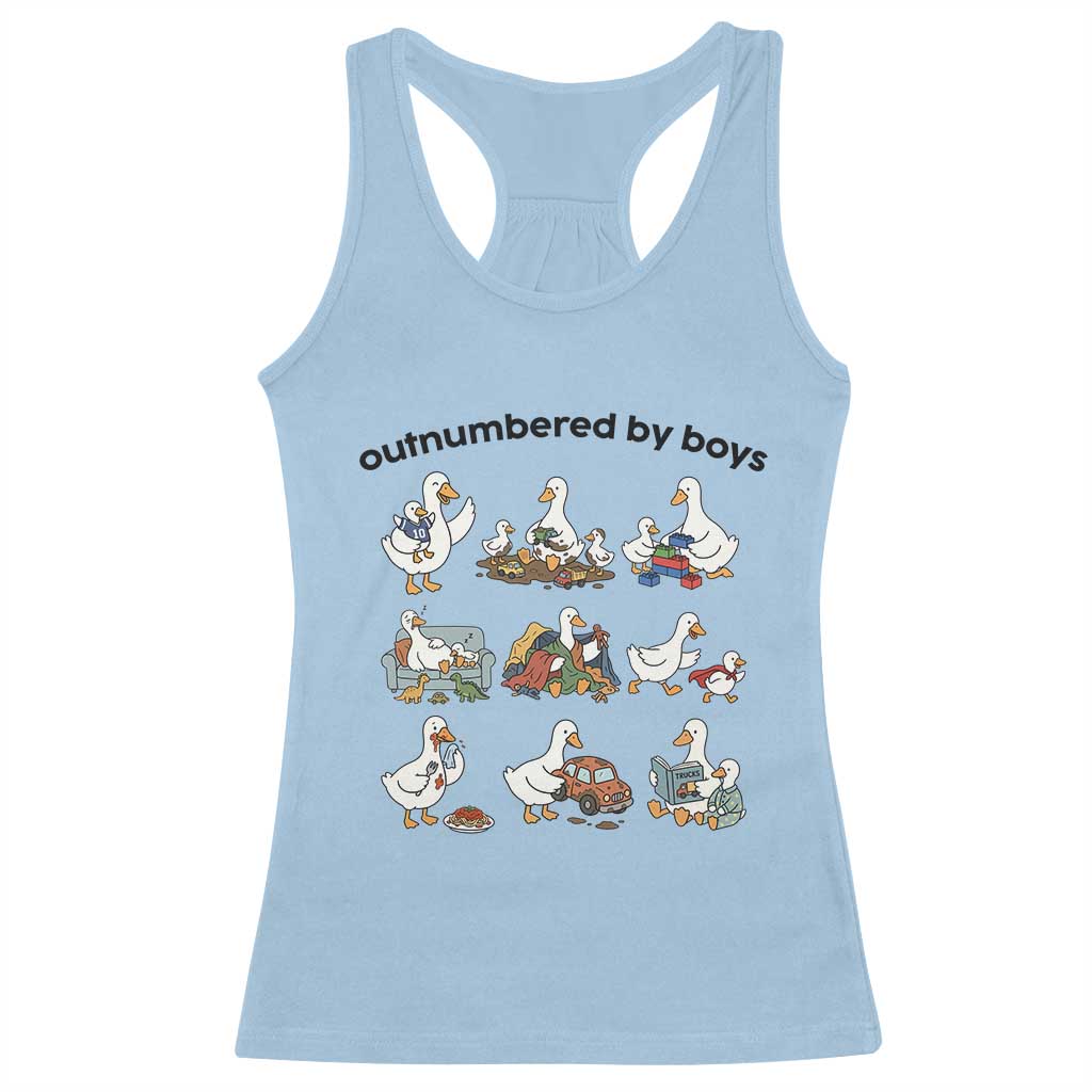 Outnumbered By Boys Funny Goose Mom Life Racerback Tank Top Chaos Coordinator Motherhood Mothers Day Gag Gift TS02 Light Blue Print Your Wear