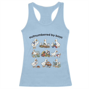 Outnumbered By Boys Funny Goose Mom Life Racerback Tank Top Chaos Coordinator Motherhood Mothers Day Gag Gift TS02 Light Blue Print Your Wear