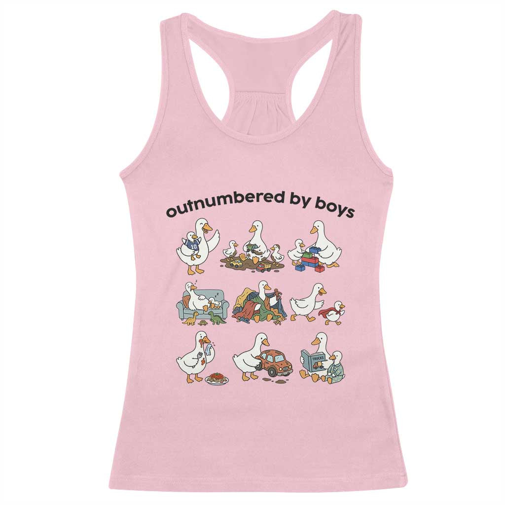 Outnumbered By Boys Funny Goose Mom Life Racerback Tank Top Chaos Coordinator Motherhood Mothers Day Gag Gift TS02 Light Pink Print Your Wear