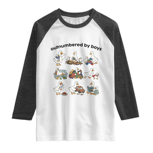 Outnumbered By Boys Funny Goose Mom Life Raglan Shirt Chaos Coordinator Motherhood Mothers Day Gag Gift TS02 White Heather Charcoal Print Your Wear