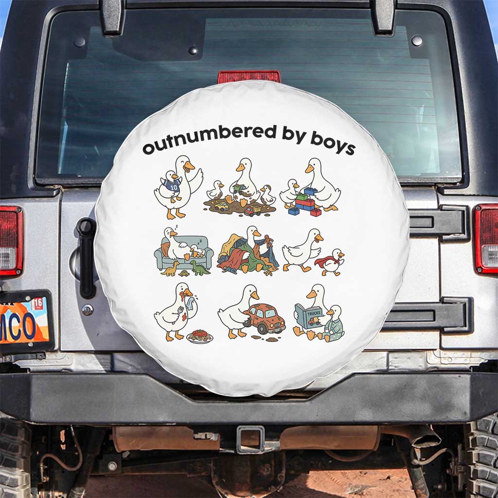 Outnumbered By Boys Funny Goose Mom Life Spare Tire Cover Chaos Coordinator Motherhood Mothers Day Gag Gift TS02 No hole White Print Your Wear