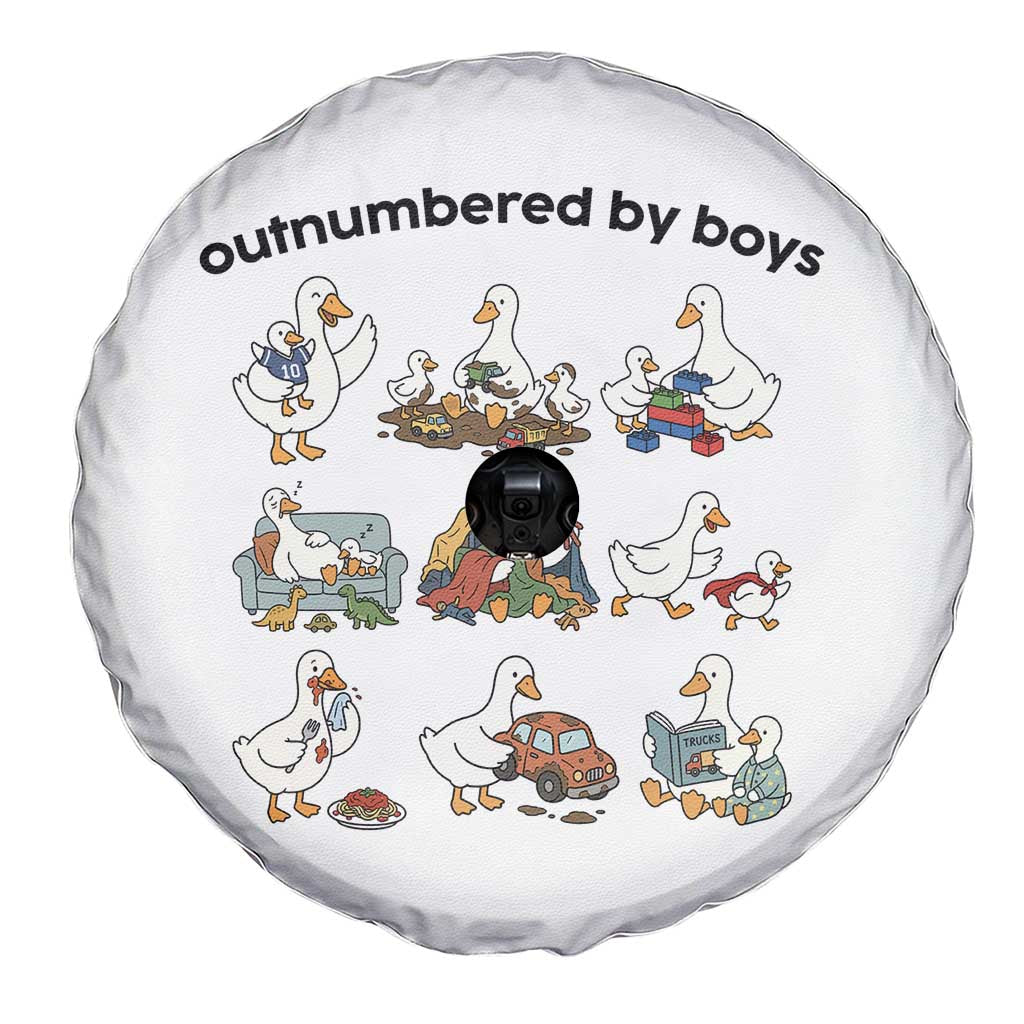 Outnumbered By Boys Funny Goose Mom Life Spare Tire Cover Chaos Coordinator Motherhood Mothers Day Gag Gift TS02 Print Your Wear