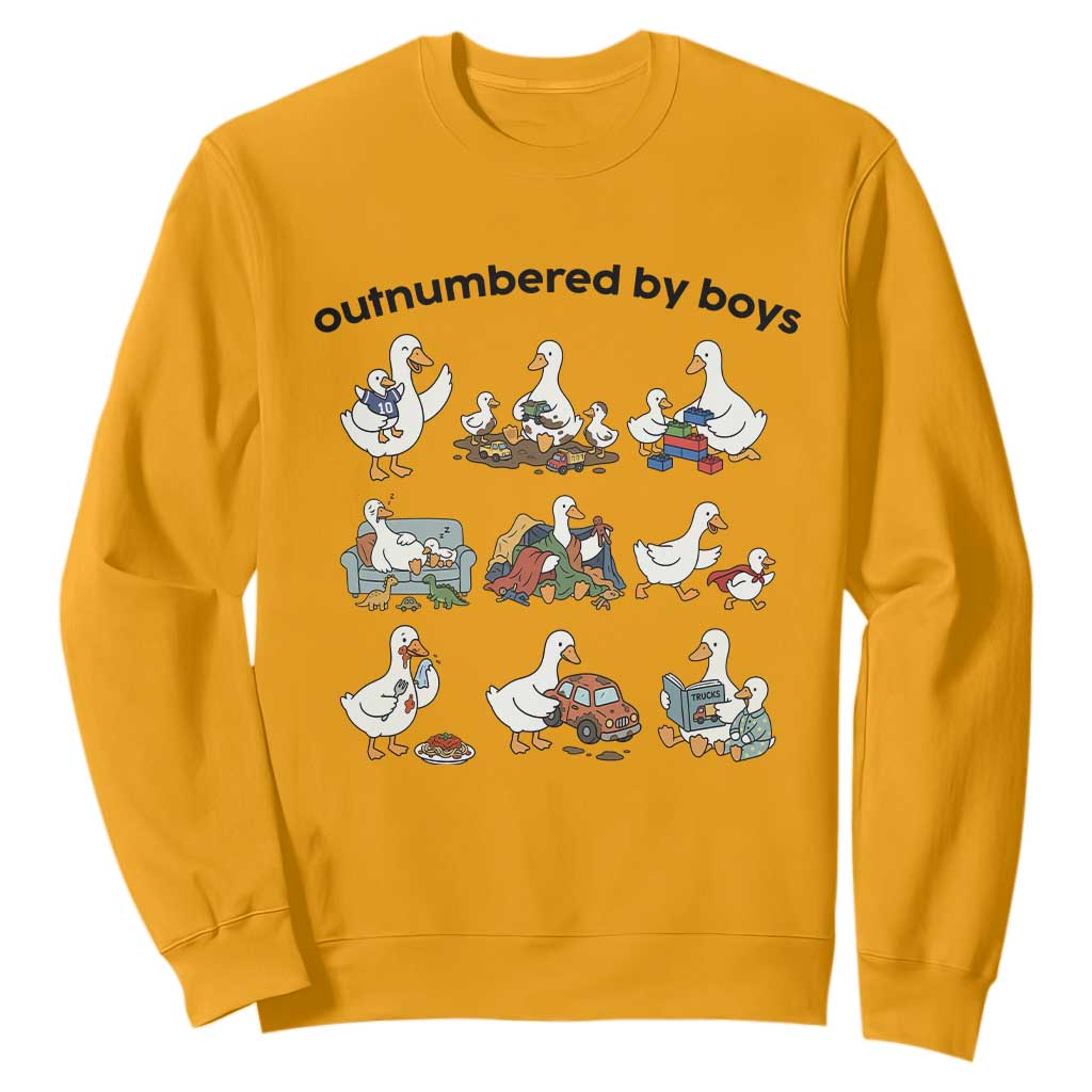 Outnumbered By Boys Funny Goose Mom Life Sweatshirt Chaos Coordinator Motherhood Mothers Day Gag Gift TS02 Gold Print Your Wear