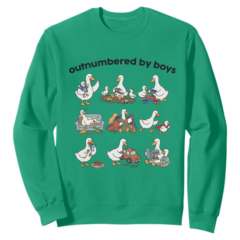 Outnumbered By Boys Funny Goose Mom Life Sweatshirt Chaos Coordinator Motherhood Mothers Day Gag Gift TS02 Irish Green Print Your Wear