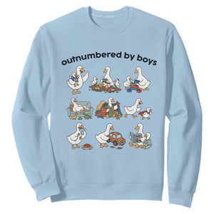 Outnumbered By Boys Funny Goose Mom Life Sweatshirt Chaos Coordinator Motherhood Mothers Day Gag Gift TS02 Light Blue Print Your Wear