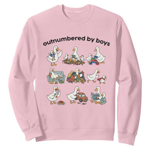 Outnumbered By Boys Funny Goose Mom Life Sweatshirt Chaos Coordinator Motherhood Mothers Day Gag Gift TS02 Light Pink Print Your Wear