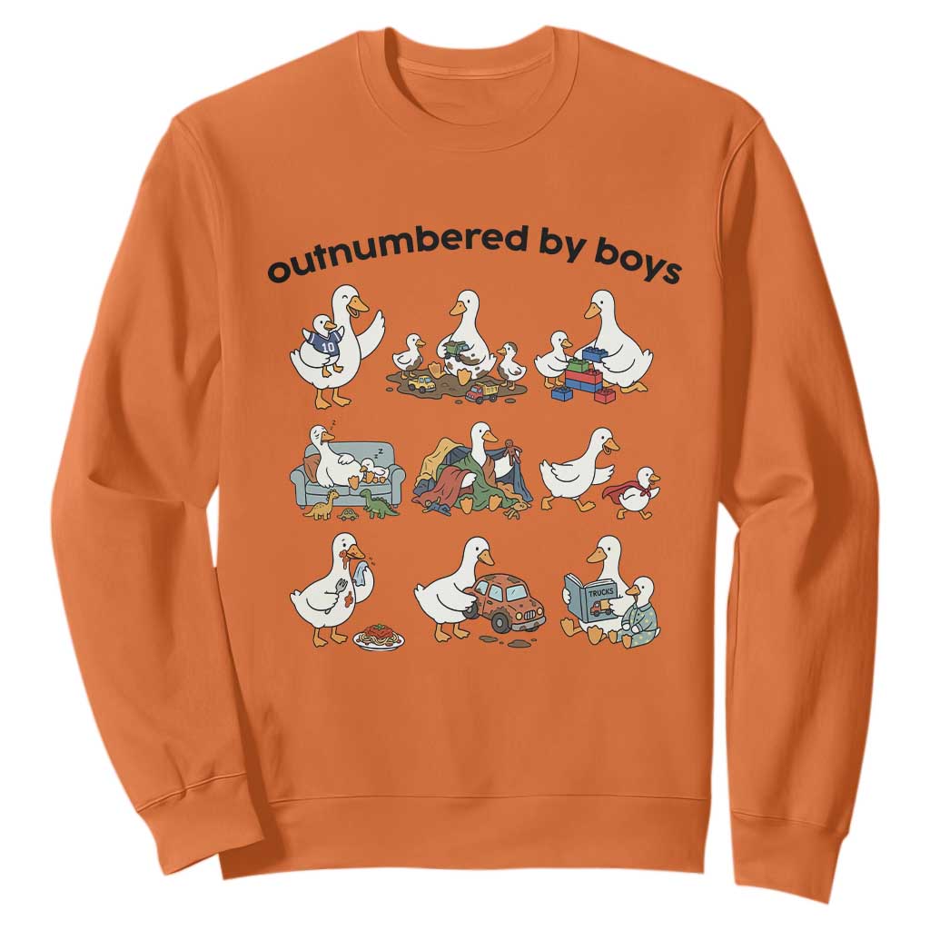 Outnumbered By Boys Funny Goose Mom Life Sweatshirt Chaos Coordinator Motherhood Mothers Day Gag Gift TS02 Orange Print Your Wear