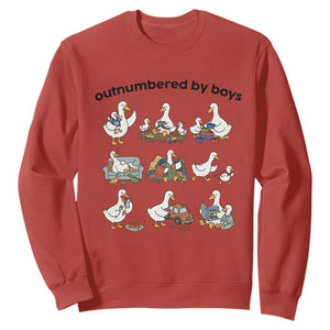 Outnumbered By Boys Funny Goose Mom Life Sweatshirt Chaos Coordinator Motherhood Mothers Day Gag Gift TS02 Red Print Your Wear