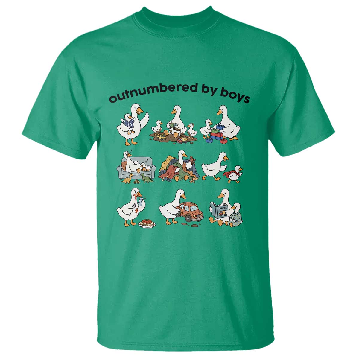 Outnumbered By Boys Funny Goose Mom Life T Shirt Chaos Coordinator Motherhood Mothers Day Gag Gift TS02 Irish Green Print Your Wear