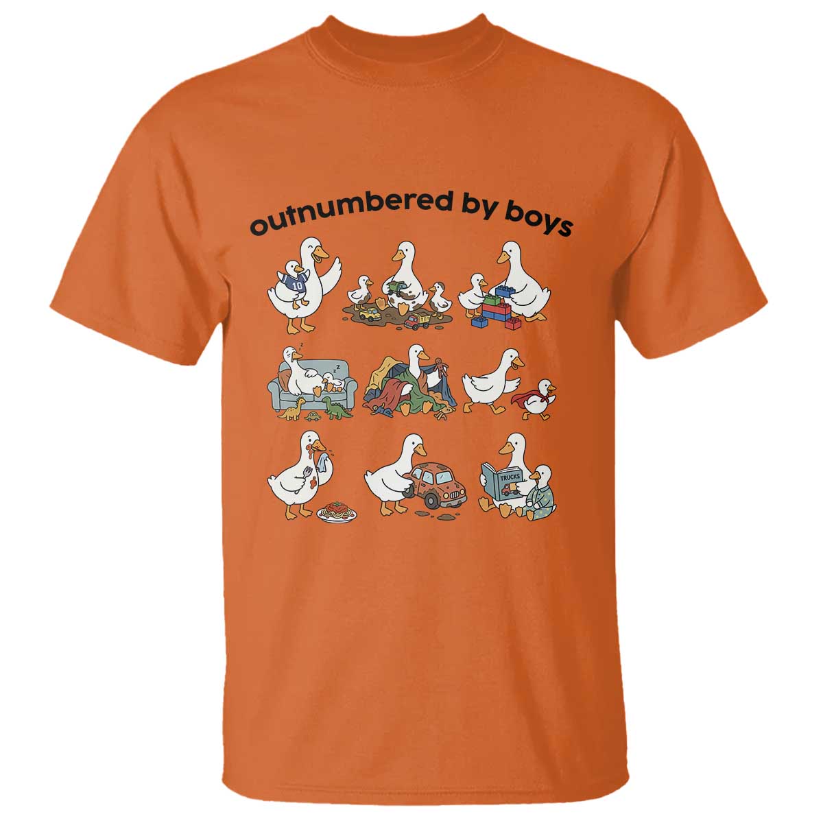 Outnumbered By Boys Funny Goose Mom Life T Shirt Chaos Coordinator Motherhood Mothers Day Gag Gift TS02 Orange Print Your Wear