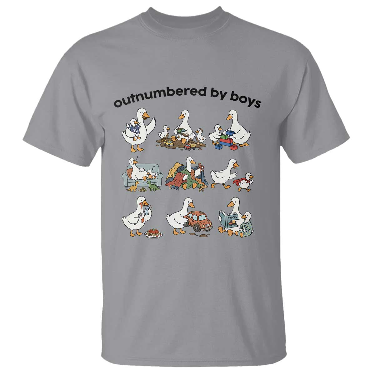 Outnumbered By Boys Funny Goose Mom Life T Shirt Chaos Coordinator Motherhood Mothers Day Gag Gift TS02 Sport Gray Print Your Wear