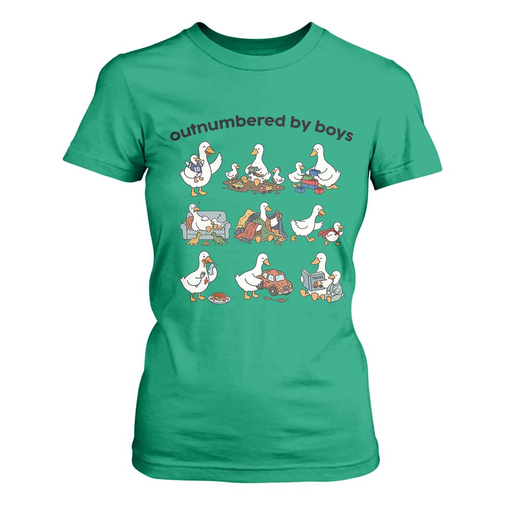 Outnumbered By Boys Funny Goose Mom Life T Shirt For Women Chaos Coordinator Motherhood Mothers Day Gag Gift TS02 Irish Green Print Your Wear