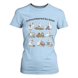 Outnumbered By Boys Funny Goose Mom Life T Shirt For Women Chaos Coordinator Motherhood Mothers Day Gag Gift TS02 Light Blue Print Your Wear