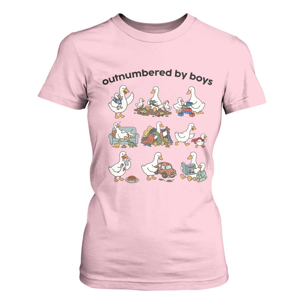 Outnumbered By Boys Funny Goose Mom Life T Shirt For Women Chaos Coordinator Motherhood Mothers Day Gag Gift TS02 Light Pink Print Your Wear