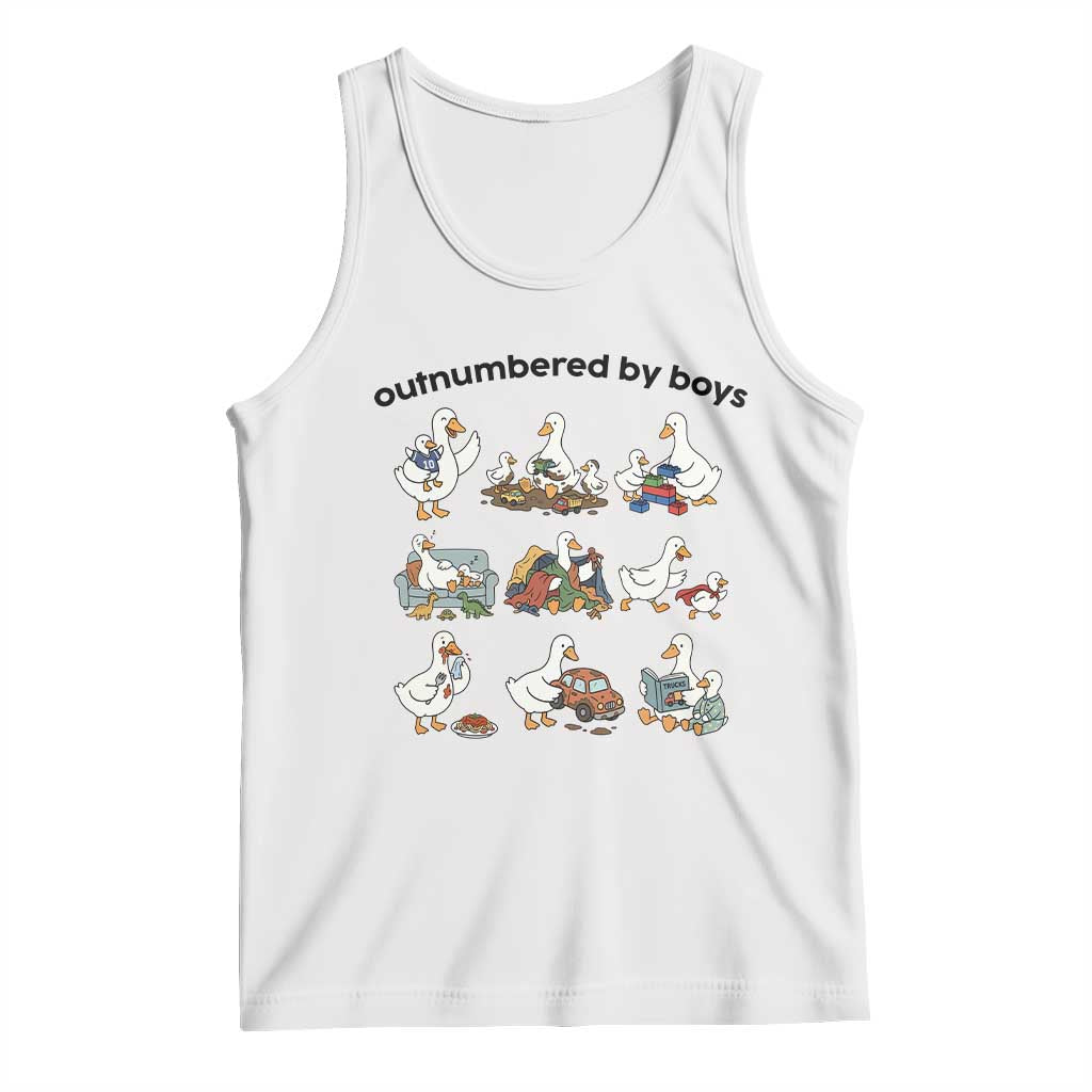 Outnumbered By Boys Funny Goose Mom Life Tank Top Chaos Coordinator Motherhood Mothers Day Gag Gift TS02 White Print Your Wear