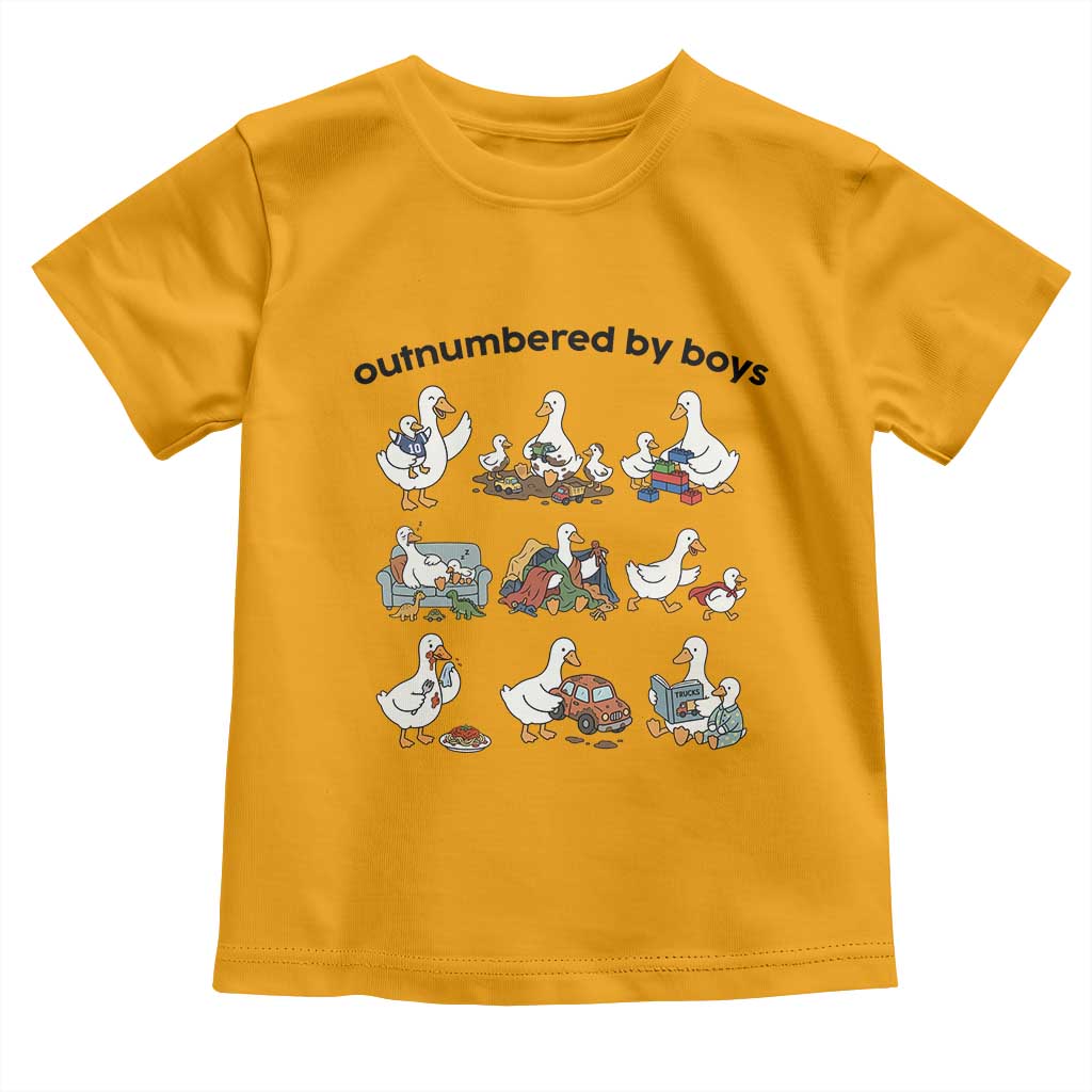 Outnumbered By Boys Funny Goose Mom Life Toddler T Shirt Chaos Coordinator Motherhood Mothers Day Gag Gift TS02 Gold Print Your Wear
