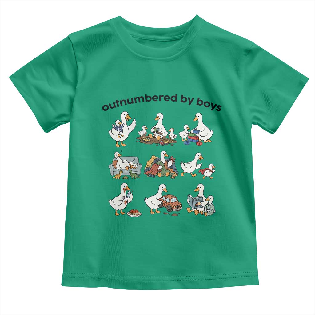 Outnumbered By Boys Funny Goose Mom Life Toddler T Shirt Chaos Coordinator Motherhood Mothers Day Gag Gift TS02 Irish Green Print Your Wear