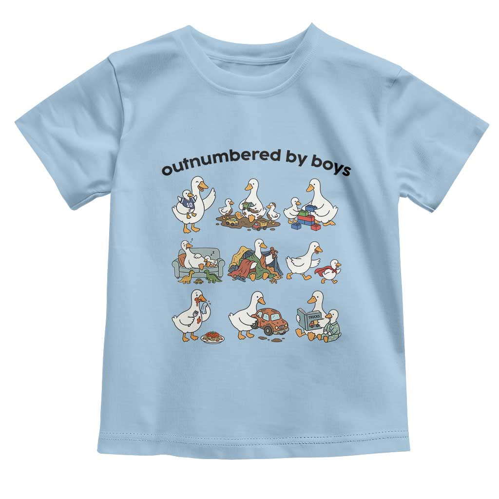Outnumbered By Boys Funny Goose Mom Life Toddler T Shirt Chaos Coordinator Motherhood Mothers Day Gag Gift TS02 Light Blue Print Your Wear