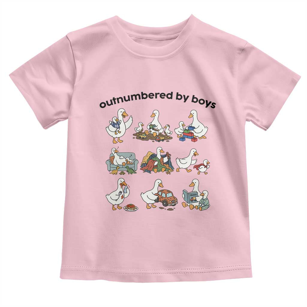 Outnumbered By Boys Funny Goose Mom Life Toddler T Shirt Chaos Coordinator Motherhood Mothers Day Gag Gift TS02 Light Pink Print Your Wear
