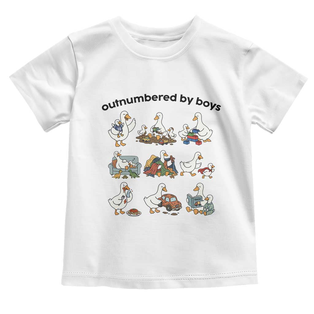 Outnumbered By Boys Funny Goose Mom Life Toddler T Shirt Chaos Coordinator Motherhood Mothers Day Gag Gift TS02 White Print Your Wear