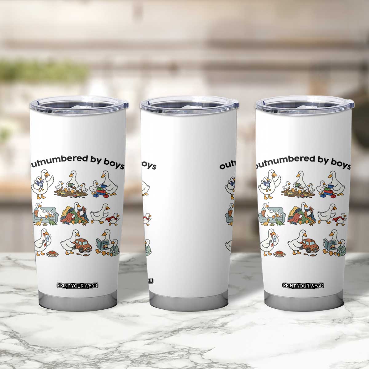 Outnumbered By Boys Funny Goose Mom Life Tumbler Cup Chaos Coordinator Motherhood Mothers Day Gag Gift TS02 Print Your Wear