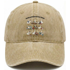 Outnumbered By Boys Funny Goose Mom Life Washed Cotton Baseball Cap Chaos Coordinator Motherhood Mothers Day Gag Gift TS02 Print Your Wear