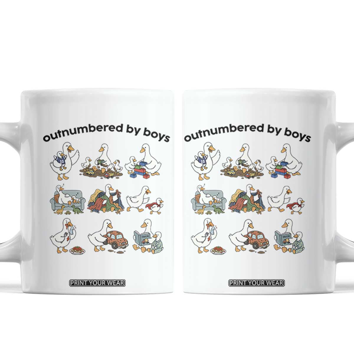 Outnumbered By Boys Funny Goose Mom Life Coffee Mug Chaos Coordinator Motherhood Mothers Day Gag Gift TS02 White Print Your Wear