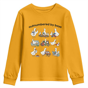 Outnumbered By Boys Funny Goose Mom Life Youth Sweatshirt Chaos Coordinator Motherhood Mothers Day Gag Gift TS02 Gold Print Your Wear