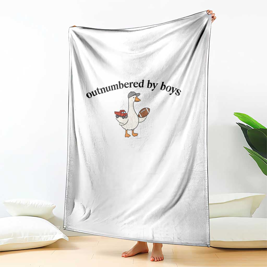 Outnumbered By Boys Cute Goose Sporty Mom Throw Blanket Football and Truck Motherhood Mothers Day Gag Gift TS02 Print Your Wear