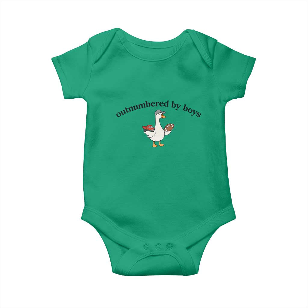 Outnumbered By Boys Cute Goose Sporty Mom Baby Onesie Football and Truck Motherhood Mothers Day Gag Gift TS02 Irish Green Print Your Wear