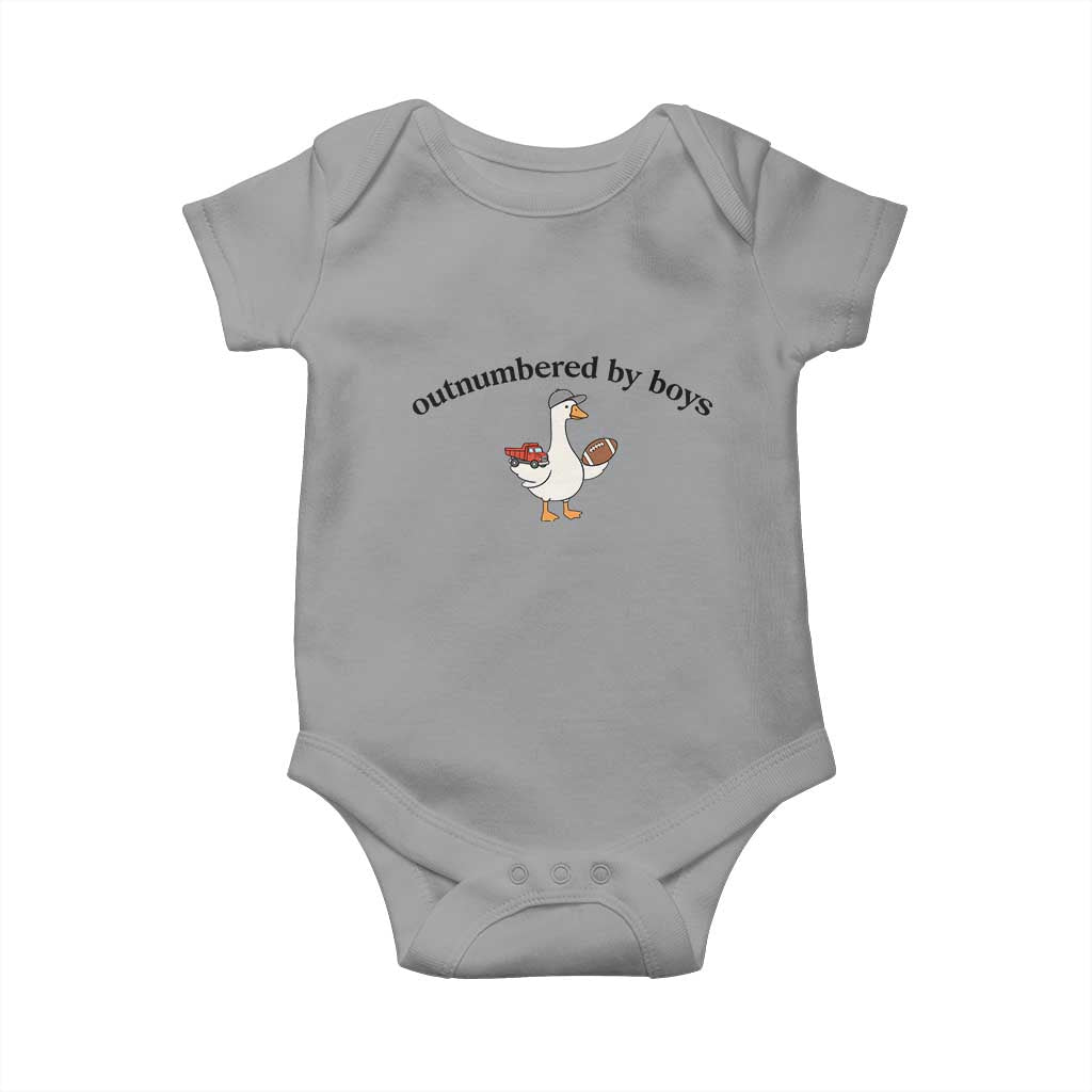 Outnumbered By Boys Cute Goose Sporty Mom Baby Onesie Football and Truck Motherhood Mothers Day Gag Gift TS02 Sport Gray Print Your Wear