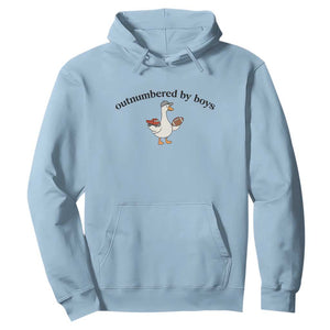 Outnumbered By Boys Cute Goose Sporty Mom Hoodie Football and Truck Motherhood Mothers Day Gag Gift TS02 Light Blue Print Your Wear
