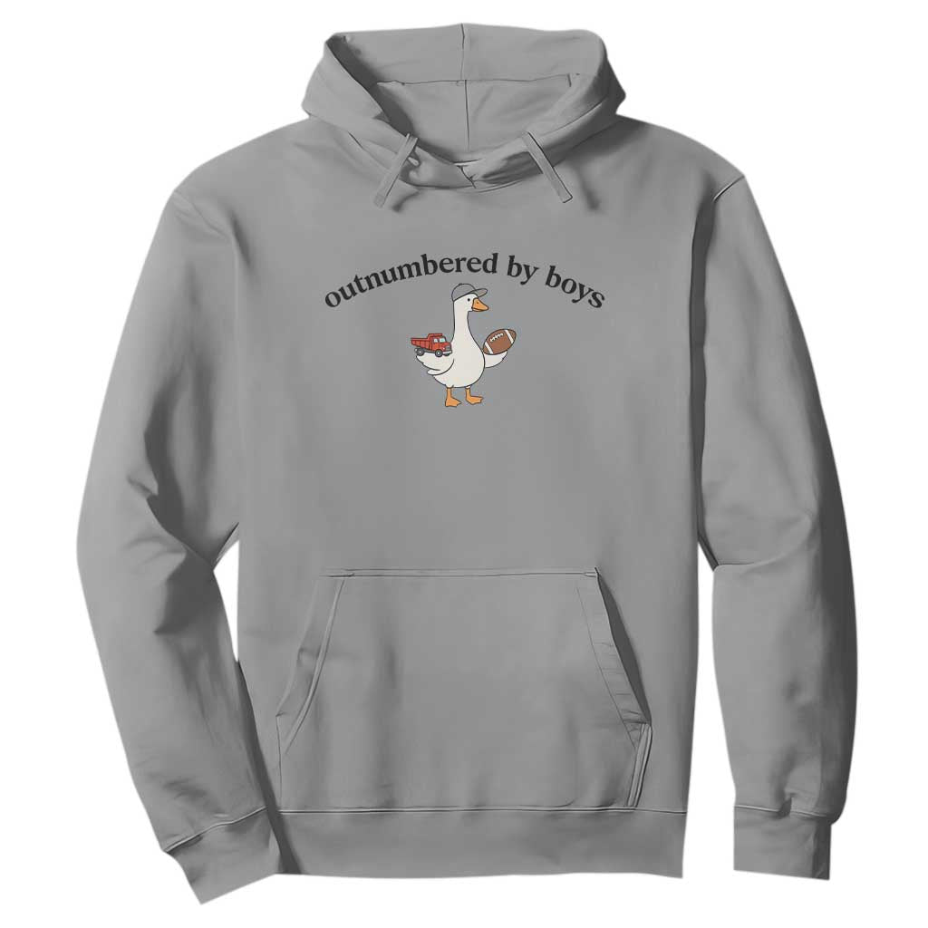 Outnumbered By Boys Cute Goose Sporty Mom Hoodie Football and Truck Motherhood Mothers Day Gag Gift TS02 Sport Gray Print Your Wear