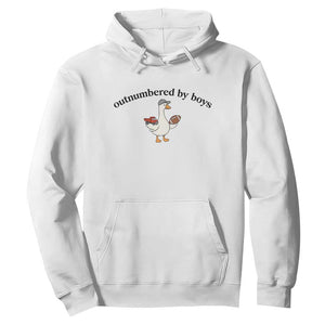 Outnumbered By Boys Cute Goose Sporty Mom Hoodie Football and Truck Motherhood Mothers Day Gag Gift TS02 White Print Your Wear