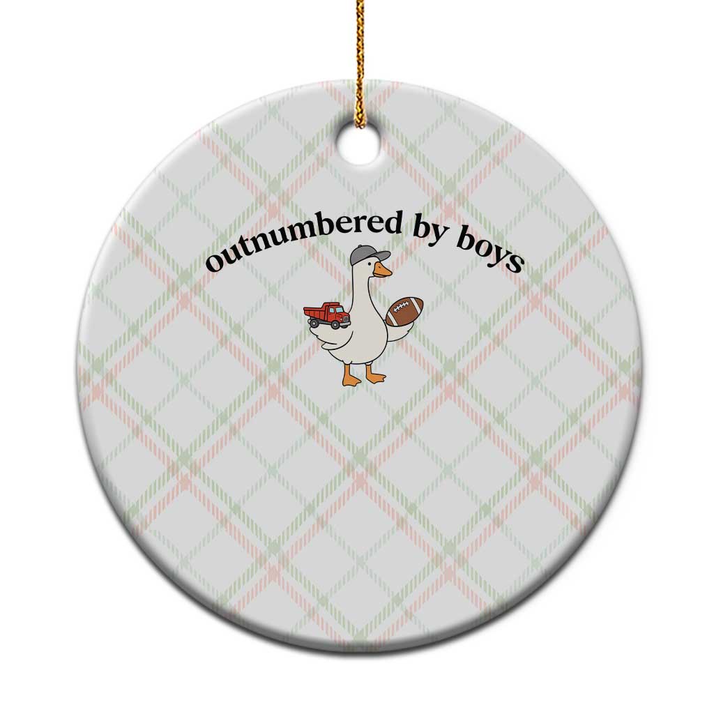 Outnumbered By Boys Cute Goose Sporty Mom Ceramic Ornament Football and Truck Motherhood Mothers Day Gag Gift TS02 1pc Christmas Plaid Print Your Wear