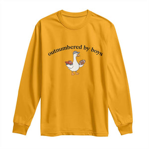 Outnumbered By Boys Cute Goose Sporty Mom Long Sleeve Shirt Football and Truck Motherhood Mothers Day Gag Gift TS02 Gold Print Your Wear