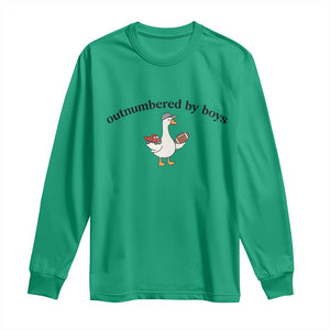 Outnumbered By Boys Cute Goose Sporty Mom Long Sleeve Shirt Football and Truck Motherhood Mothers Day Gag Gift TS02 Irish Green Print Your Wear