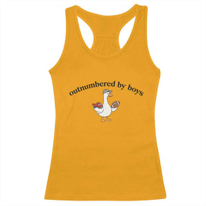 Outnumbered By Boys Cute Goose Sporty Mom Racerback Tank Top Football and Truck Motherhood Mothers Day Gag Gift TS02 Gold Print Your Wear