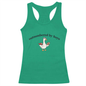 Outnumbered By Boys Cute Goose Sporty Mom Racerback Tank Top Football and Truck Motherhood Mothers Day Gag Gift TS02 Irish Green Print Your Wear