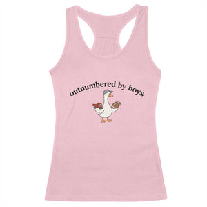 Outnumbered By Boys Cute Goose Sporty Mom Racerback Tank Top Football and Truck Motherhood Mothers Day Gag Gift TS02 Light Pink Print Your Wear