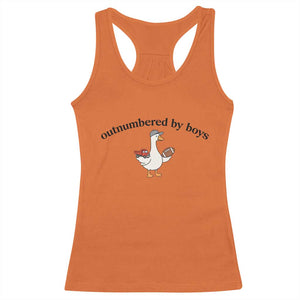 Outnumbered By Boys Cute Goose Sporty Mom Racerback Tank Top Football and Truck Motherhood Mothers Day Gag Gift TS02 Orange Print Your Wear