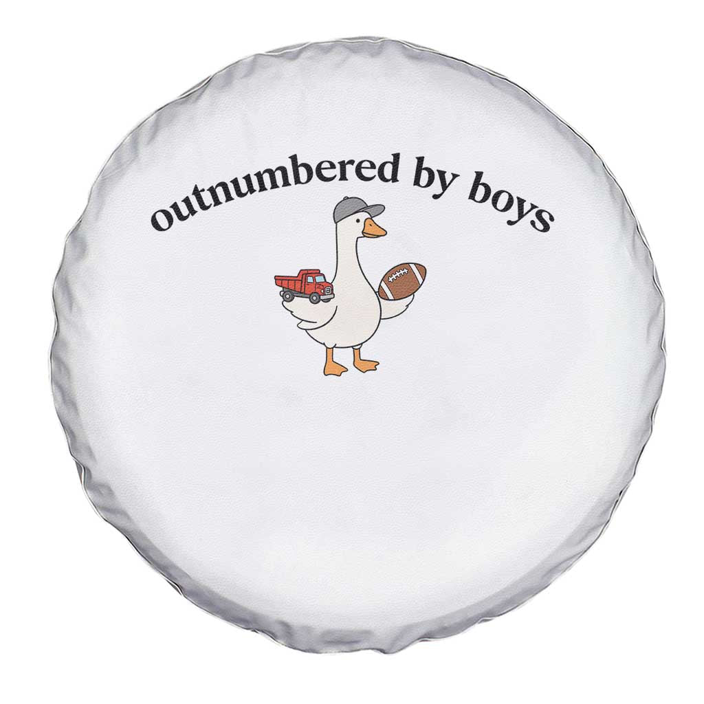 Outnumbered By Boys Cute Goose Sporty Mom Spare Tire Cover Football and Truck Motherhood Mothers Day Gag Gift TS02 Print Your Wear