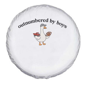 Outnumbered By Boys Cute Goose Sporty Mom Spare Tire Cover Football and Truck Motherhood Mothers Day Gag Gift TS02 Print Your Wear
