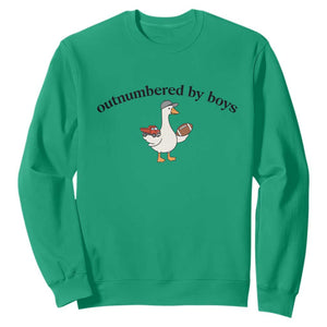 Outnumbered By Boys Cute Goose Sporty Mom Sweatshirt Football and Truck Motherhood Mothers Day Gag Gift TS02 Irish Green Print Your Wear