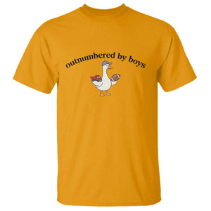 Outnumbered By Boys Cute Goose Sporty Mom T Shirt Football and Truck Motherhood Mothers Day Gag Gift TS02 Gold Print Your Wear