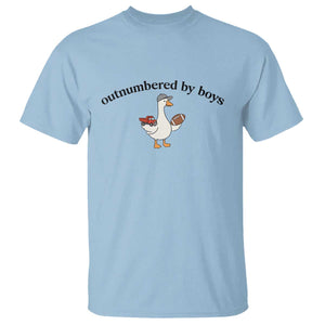 Outnumbered By Boys Cute Goose Sporty Mom T Shirt Football and Truck Motherhood Mothers Day Gag Gift TS02 Light Blue Print Your Wear
